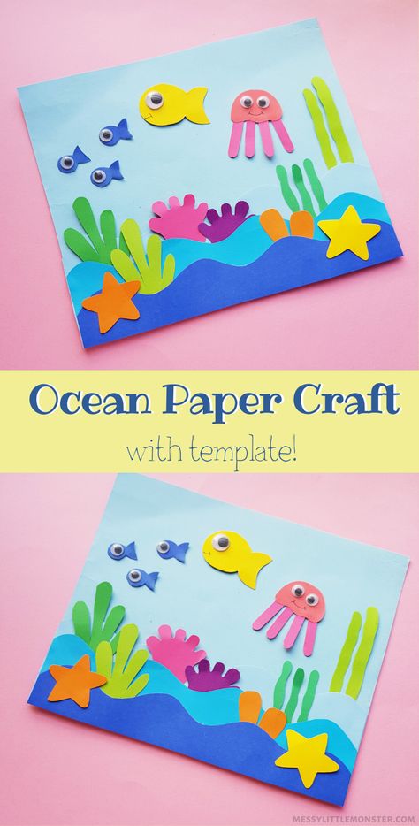 Summer Diy Crafts For Kids Project Ideas, Sea Animal Crafts, Ocean Theme Crafts, Ocean Animal Crafts, Under The Sea Crafts, Construction Paper Crafts, Craft Easy, Sea Crafts, Ocean Crafts