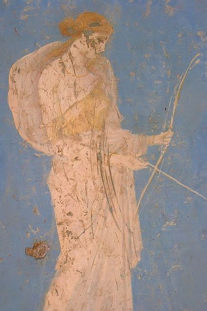 Roman fresco depicting Diana the huntress recovered from Vesuvian Ash in Stabiae 1st century BCE-1st century CE (22) | Flickr - Photo Sharin... Roman Fresco, Diana The Huntress, Ancient Roman Art, The Huntress, Pompeii And Herculaneum, Empire Romain, Ancient Paintings, Bow And Arrow, Roman History