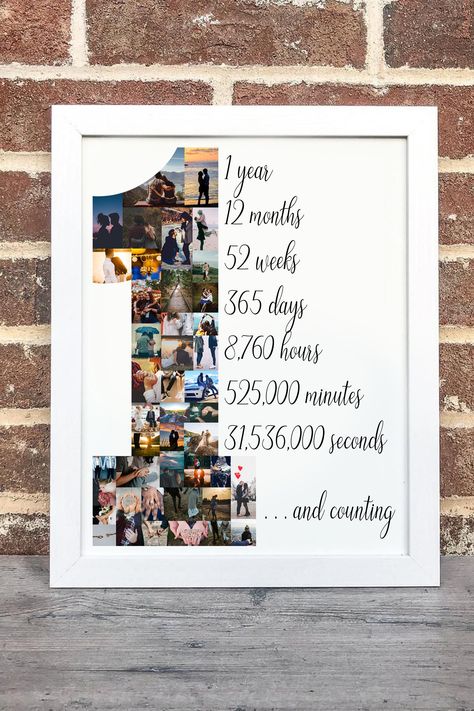 Custom 1 Year Anniversary Gift for Boyfriend, Personalized Unique Gift for Boyfriend Girlfriend, Engagement Gift, First Year Together Gift Couple Picture Gifts, One Year Gift, Valentine Gift For Dad, Unique Gifts For Boyfriend, Cute Anniversary Gifts, Anniversary Scrapbook, Diy Anniversary Gift, Foto Collage, Collage Gift