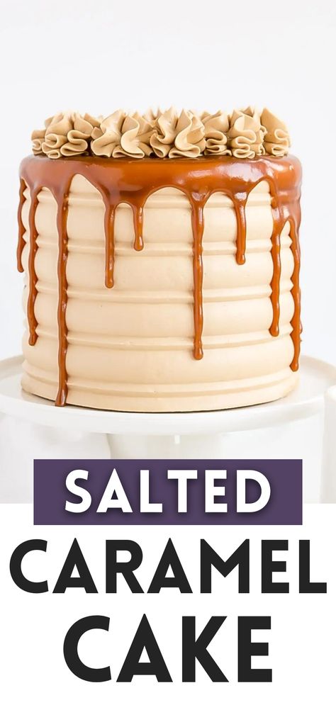 Caramel Without Heavy Cream, Salted Caramel Birthday Cake, Caramel Birthday Cake, Caramel Cake Filling, Caramel Aesthetic, Carmel Cake, Caramel Cake Recipe, Baking Aesthetic, Homemade Salted Caramel