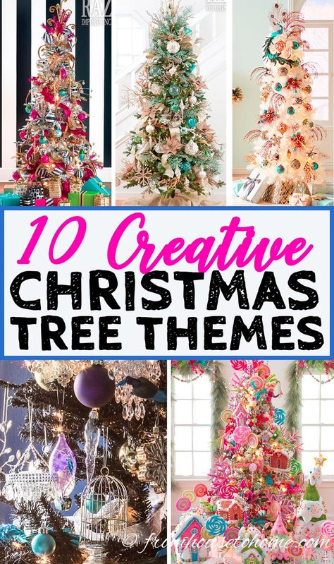 I LOVE these creative Christmas tree themes! So many unique Christmas tree decorating ideas for modern, traditional and even beach-y decor. Natal, Kate Spade Christmas Tree, Tree Theme Ideas, Christmas Tree Theme Ideas, Unique Christmas Trees Themes, Peacock Christmas Tree, Christmas Tree Theme, Christmas Abbott, Woodland Christmas Tree