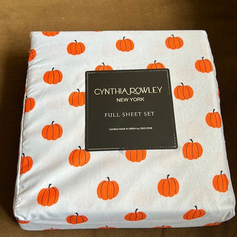 New Cynthia Rowley Cute Fall Pumpkins 4 Pc Full Sheet Set Microfiber Gray Orange Pumpkin Bedding Set, Fall Vibes Home Decor, Fall Decor Ideas For The Bedroom, Halloween Bed Sheets, Fall Bedsheets, Halloween Bedsheets, Fall Dorm Decor, Fall Decorations Bedroom, Spooky Aesthetic Decor