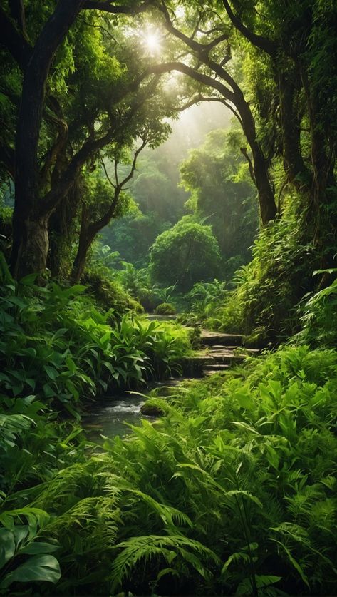 Forest Scenes Photography, Beautiful Garden Painting, Natural Green Aesthetic, Lush Forest Aesthetic, Lush Green Landscape, Beautiful Paintings Of Nature Landscapes, Green Nature Aesthetic Wallpaper, Aesthetic Green Photos, Fantasy Garden Art