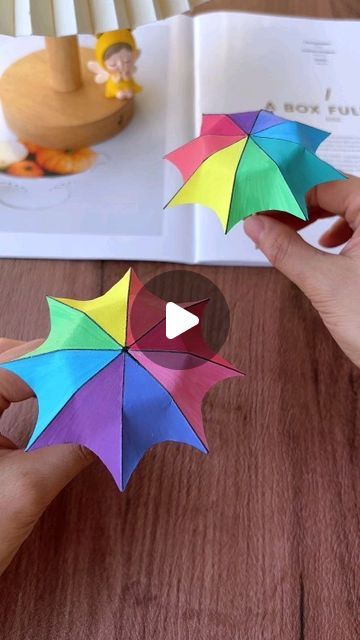 Paper Craft Ideas on Instagram: "Learn how to make a cute paper umbrella with this fun and easy tutorial! Follow along as we cut, fold, and secure colorful paper to create a charming umbrella, complete with a handle and personalized decorations. Perfect for kids and adults alike, this project is a delightful way to spend your crafting time. Join us and make your own adorable paper umbrella!" Easy Umbrella Crafts For Kids, Folding Paper Crafts Easy, Umbrella Making Craft, How To Make Umbrella With Paper, Paper Folding Crafts For Kids, Umbrella Craft For Kids, Paper Umbrella Craft, Paper Umbrella Diy, Umbrella Decoration