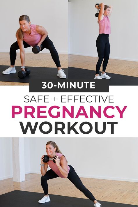 Stay active and strong through every stage of your pregnancy with this low impact strength training pregnancy workout! Eight of the BEST first trimester exercises that are safe to carry into your second and third trimesters as well. A 30-minute prenatal workout at home with eight pregnancy-safe strength exercises. Add this first trimester strength workout to your prenatal workout plan 1-2 times a week. Second Trimester Workouts At Home, Pregnancy Exercise First Trimester, Prenatal Workout Plan, Low Impact Strength Training, Pregnancy Prep, First Trimester Workout, Exercise For Pregnant Women, Pregnancy Exercises, Pregnancy Workout Plan