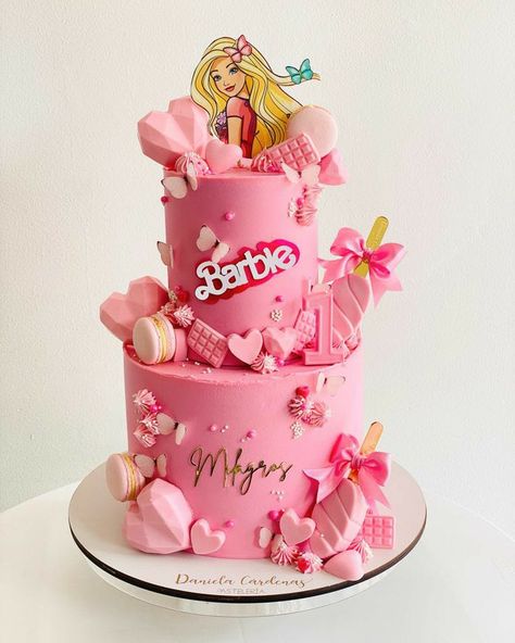 Mermaid Barbie Birthday Party Cake, Barbie Cake 3 Tier, Birthday Cake Barbie Theme, Barbie Cake 4th Birthday, Two Tier Barbie Cake, Barbie Cake Birthday Ideas, Barbie 2 Tier Cake, Barbie Theme Cakes, Birthday Cake With Barbie