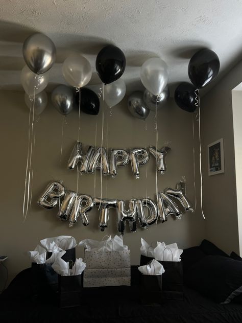 perfect surprise for my sweet boyfriend 🤍 #happybday #happybirthday #birthdayinspo #birthday #birthdayboy #birthdaydecoration Boyfriends 28th Birthday Ideas, 19 Birthday For Boyfriend, Boyfriend Bday Outfit, Room Decoration For Birthday Boyfriend, Birthday Room Setup For Boyfriend, 19 Birthday Boyfriend, Guy Birthday Surprise, 23 Birthday Boyfriend, 19th Birthday Ideas For Boyfriend