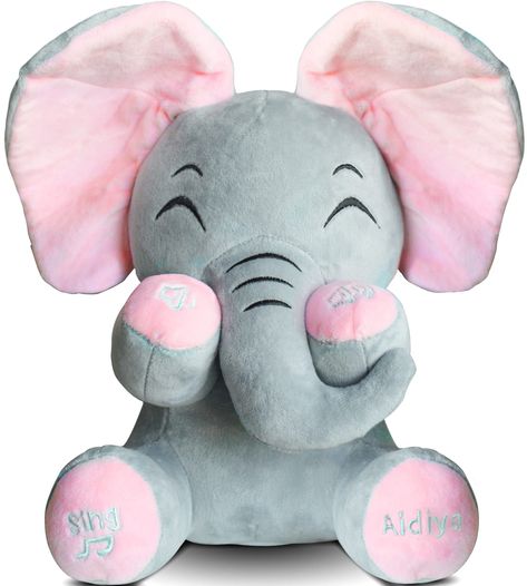 PRICES MAY VARY. ✅【Singing & Interactive Fun】: Interactive soft toys the baby elephant by Aidiya animated plush plays hiding & seek and sing “Do Your Ears Hang Low” with two different play modes. Press the left foot ( Sing Button )to hear the song. Press the right foot ( Aidiya Button )to play an interactive game. ✅【Add protection function】: To prevent children’s hearing damage, The baby elephant stuffed animal singing adds a voice adjustment function. The talking elephant for babies added the f Baby Elephant Toy, Pink Toys, Elephant Soft Toy, Handmade Kids Toys, Elephant Stuffed Animal, Baby Stuffed Animals, Boys Gift, Elephant Toy, Elephant Plush