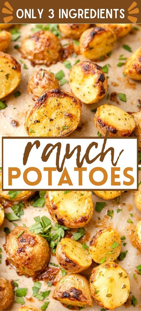 Season Roasted Potatoes, Red Ranch Potatoes, Oven Roasted Potatoes Ranch Seasoning, Meals With Red Potatoes Dinners, Dinner Potatoes Recipes, Crispy Ranch Potatoes, Things To Make With Red Potatoes, Roasted Red Potatoes Oven Ranch, Recipe For New Potatoes