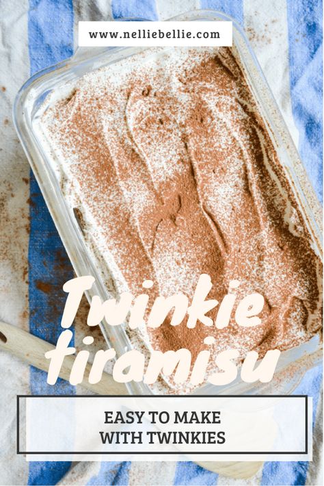 An incredibly easy Twinkie Tiramisu. A delicious recipe for people who don't have the time to spend making a dessert, but still want to wow the crowd. Tiramisu, Easy Tiramisu Cake, Twinkie Cake Recipes, Twinkie Desserts, Block Party Desserts, Twinkies Recipe, Twinkie Cake, Easy Tiramisu Recipe, Desserts For Parties