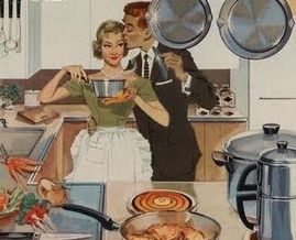 1950s traditional gender roles were that the women stayed home, cleaned to house, cooked the meals, and cared for the children. Men were the breadwinners, having  outside, paying jobs to financially support the family. Men were also the heads of the household and all of the members were submissive to the fathers. 50s Housewife, 1950s Housewife, Stepford Wife, Vintage Housewife, Happy Housewife, Slow Cooker Bbq, Retro Housewife, Magazine Illustration, Foto Vintage