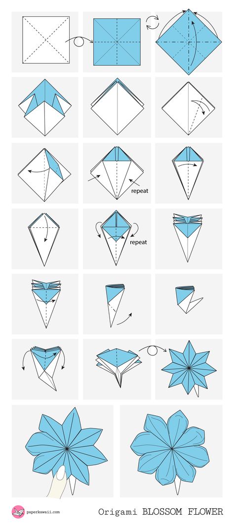 Origami Blossom Flower Diagram 0 Origami Blossom, Origami Lily, Easy Origami Flower, Origami Flowers Tutorial, Kerajinan Diy, Creative Origami, Origami Diagrams, Tutorial Origami, Origami Bookmark