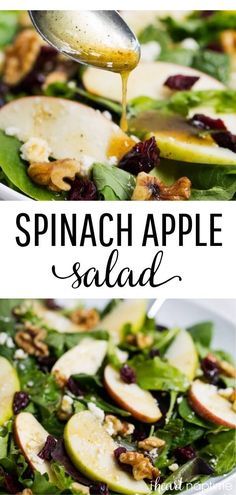 Spinach Apple Salad, Cranberry Spinach Salad, Honey Dijon Dressing, Dijon Dressing, Spinach Salad Recipes, Honey Dijon, Diner Recept, Idee Pasto, Apple Cranberry