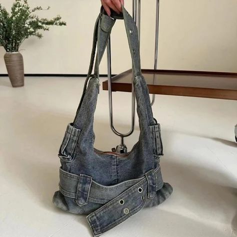 Just found this amazing item on AliExpress. Check it out! $22.19 | Trendy Women Vintage Denim Punk Shoulder Bag Y2k Streetwear Grunge Handbag Cool Girls Retro Gothic Casual Underarm Bags Handbag Poses, Outfits Extra, Gothic Casual, Videos Ramdom, Y2k Belt, Upcycled Bags, Y2k Bag, Future Aesthetic, Streetwear Grunge