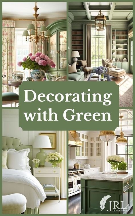 Decorating With Green, Green Room Decor, Makeover Kitchen, Green Interior Design, Seni Vintage, Kitchen Organisation, Inspiration Kitchen, Storage Kitchen, Island Kitchen