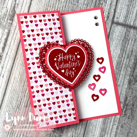 Simple Fun Fold Cards to Make for Valentine's Day - Z Fold Card Valentine Cards To Make, Stampin Up Valentine Cards, Valentines Day Cards Diy, Stampin Up Anleitung, Valentine Heart Card, Valentines Day Cards Handmade, Valentine Love Cards, Cards To Make, Acrylic Pink