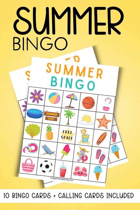 Summer Bingo Printable Free, Bingo Printable Free, Summer Bingo, Free Printable Bingo Cards, Bingo Games For Kids, Free Bingo Cards, Bingo For Kids, Bingo Sheets, Bingo Template