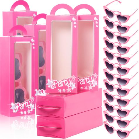 PRICES MAY VARY. Pink Bachelorette Party Decorations: there are 12 pcs fun and cute pink favor boxes and 12 pcs sunglasses; The pink party gift box is the ideal complement to any party or celebration, beautifully designed with transparent windows and handles for easy carrying; These bachelorette party gifts are printed with shinning stars, adding a touch of charm and fun to any occasion Large Capacity for You: the bachelorette party gift box has spacious space, which can accommodate various pink Barbie Birthday Party Gift Bags, Barbie 40th Birthday Party, Barbie 3rd Birthday Party, Barbie 30th Birthday Party, Barbie Birthday Party Favors, Party Pack Ideas, Barbie Birthday Party Ideas Decoration, Barbie Theme Birthday Party, Vintage Pink Party