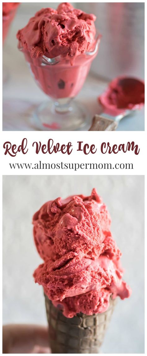 Red Velvet Ice Cream. Creamy, dreamy and delicious. This ice cream recipe is the perfect indulgent treat. Home Made Ice Cream, Ice Cream Desserts, Red Velvet Ice, Red Velvet Ice Cream, Homemade Ice Cream Recipes, Ice Cream Popsicles, Ice Cream Recipe, Ice Cream Flavors, Homemade Ice