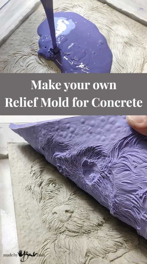 Make you own Relief Mold for Concrete - Made By Barb - simple & quick How To Make A Mold For Concrete, Concrete Sculpting, Mold For Concrete, Concrete Molds Diy, Table Beton, Cement Diy, Concrete Diy Projects, Cement Art, Concrete Sculpture