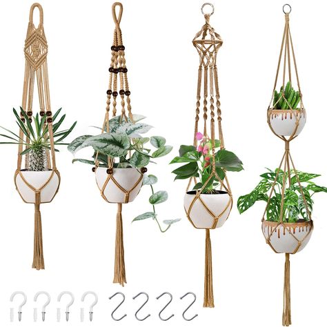 Plant Hangers Indoor, Hanging Indoor Plants, Flower Pot Hanger, Indoor Plant Hangers, Crochet Plant Hanger, Macrame Planter, Indoor Flower Pots, Hanging Plant Holder, Pot Hanger