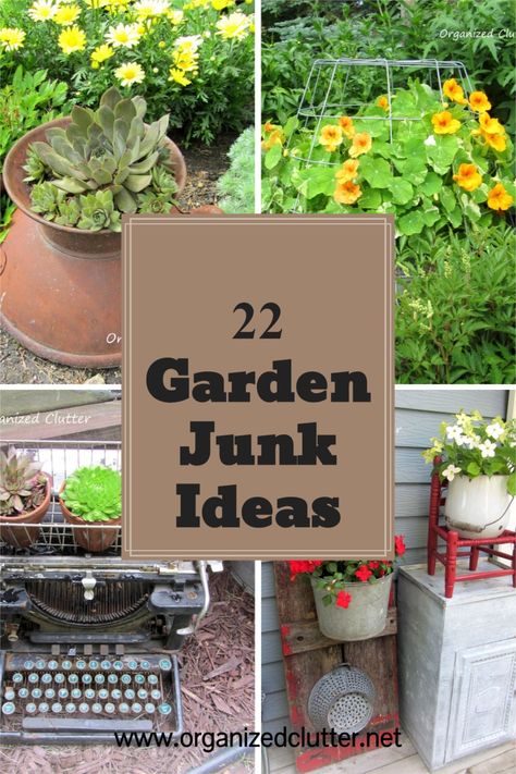 Garden Junk Ideas, Primitive Garden Decor, Creative Garden Decor, Recycled Garden Art, Upcycle Garden, Piscina Natural, Garden Decor Projects, Garden Junk, Garden Wallpaper