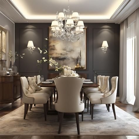 Luxury dining room ✨️ Dining Room Elegant Luxury, Modern Luxury Dining Room Design, Classic Dinning Rooms, 2024 Dining Room Trends, Elegant Dining Room Luxury Classy, Neo Classic Dining Room, Elegant Dining Room Luxury, Modern Formal Dining Room, Modern Classic Dining Room