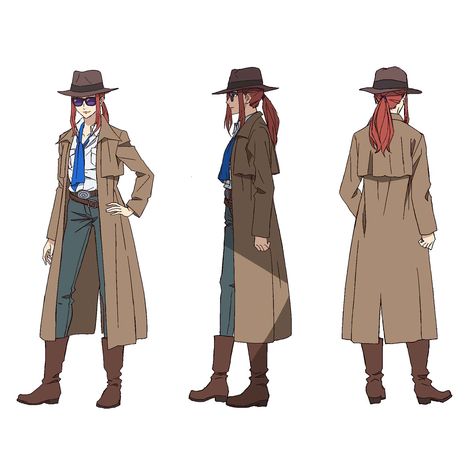 Turtle Neck Character Design, Police Inspired Outfit, Servant Outfits Female, Pose Reference Gunslinger, Drawing Trench Coat, Detective Woman Outfit, Detective Clothing Woman, Police Outfit Drawing, Mystery Character Design