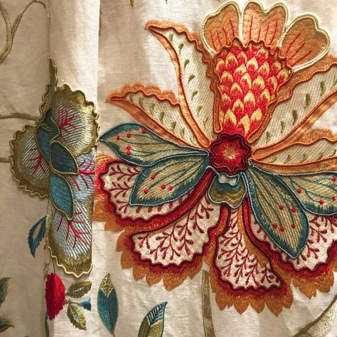 Colefax and Fowler ‘Baptista’ Linen embroidered fabric Crewel Embroidery, Upcycling, Bordado Jacobean, Colefax And Fowler, Jacobean Embroidery, Crewel Embroidery Patterns, Cushion Embroidery, Bead Embroidery Patterns, Embroidery Stitches Tutorial