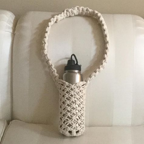 Dancing Light Mosaics on Instagram: “Bored so I made a hanging basket for my water bottle a la #modernmacramebook !  I made mine longer and also used 4 mm cotton twisted cord…” Hanging Baskets, Basket Weaving Patterns, Macrame Plant Hangers, Plant Hangers, Modern Macrame, Hanging Basket, Weaving Patterns, Macrame Plant, Plant Hanger