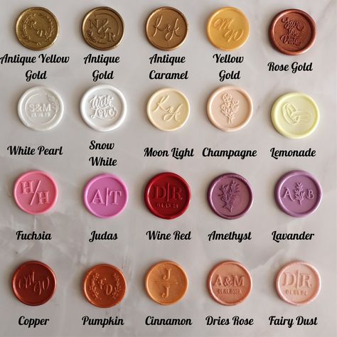 Create unique, personalized wax seals for your invitations, letters, and more. Choose from 40 colors and 60 designs, and add your own text. Seals come with self-adhesive backing for easy application. #waxseals #customwaxseals . #Date_Biscuits #Wedding_Biscuit #Lingerie_Cookies #Monogram_Wax_Seal Monogram Wax Seal, Copper Pumpkins, Wax Seal Stickers, Custom Wax Seal, Initials Monogram, Rose Fairy, Seal Sticker, Wedding Cookies, Personalized Stickers