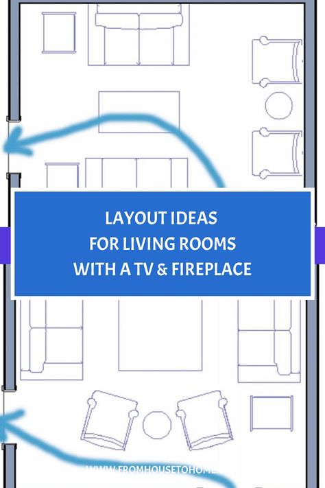 layout ideas for living rooms with a TV and fireplace How To Style A Living Room Layout, Family Room With Two Focal Points, Living Room Odd Shape Layout, 15 X 20 Living Room Layout, Sectional Living Room Layout With Corner Fireplace, Fireplace Not Focal Point Layout, Living Room Furniture Layout Sectional, Tv Room Furniture Ideas, Den Furniture Layout With Fireplace