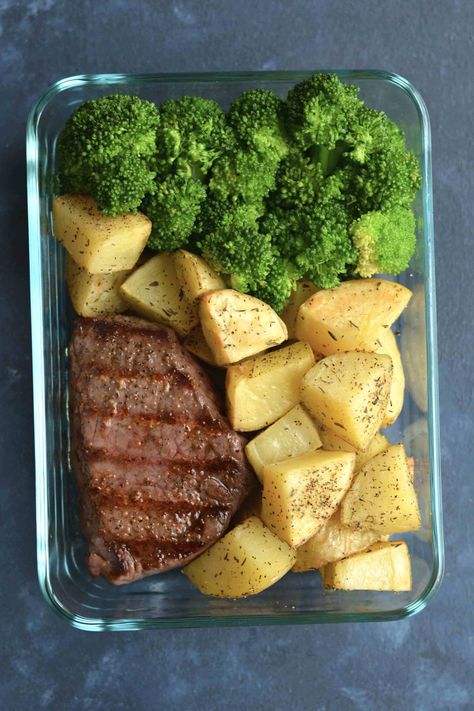 Potato Meal Prep, Roasted Steak, Rib Eye Steaks, Makanan Rendah Kalori, Resep Diet Sehat, Potatoes Roasted, Plats Healthy, Meal Prep On Fleek, Roasted Potato