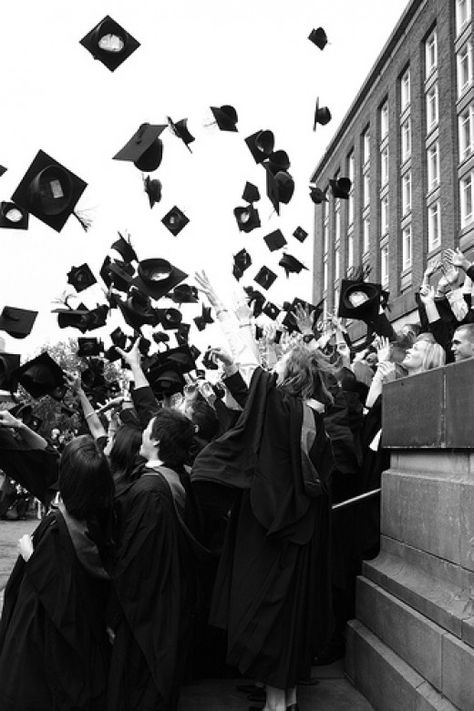 Black, Graduation Ceremony, Black And White, White