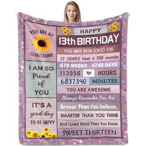 PRICES MAY VARY. 【GREAT GIFTS FOR 13TH BIRTHDAY】This blanket is the best present for 13-year-old friends or family. 13th birthday is an important milestone which means an innocent child changing into a teenager started to take some responsibility. Therefore, this blanket are carrying best wishes hoping the receiver enjoys every second of this special age. 【PREMIUM FABRIC】The 50"x60" size is perfect for teenagers. The utilization of fine skin-friendly microfiber flannel gives this blanket an adva Sister In Law Wedding Gift, Gifts For Sister In Law, Bank Bed, Sister In Law Birthday, Sofa Bed Office, Car Blanket, Sister In Law Gifts, Daughter In Law Gifts, You Are My Friend