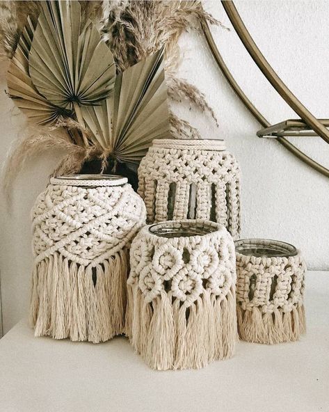 Macrame Jars, Decoration Business, Deco Boheme, Macrame Ideas, Macrame Decor, Macrame Art, Diy Creative Crafts, Macrame Patterns, Macrame Diy