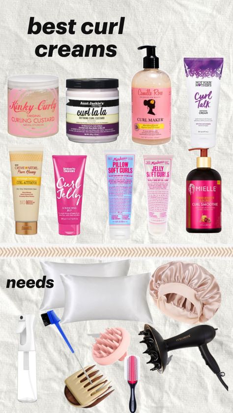 curl creams,silk,brushes Cream For Curly Hair, Curly Hair Advice, Hair Journey Tips, Hair Styling Cream, Healthy Curly Hair, Natural Hair Care Routine, Wavy Hair Care, Healthy Hair Routine, Curly Hair Care Routine