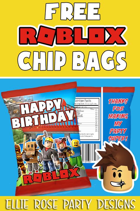 These FREE Roblox Chip Bag printables are a great addition to your Roblox party. These are awesome as party favors too. #freerobloxprintables #robloxparty #robloxparties #robloxpartyideas #robloxfreebies Diy Chips Bag Party Favors, Roblox Birthday Printables Free, Roblox Party Printables Free, Roblox Party Bags, Free Roblox Printables, Roblox Chip Bags, Roblox Party Favors Ideas, Roblox Free Printable, Diy Roblox Party Decorations