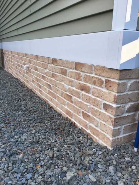 Some great use of faux brick siding sheets covering a skirting area #fauxbricksiding #bricksiding House Skirting, Mobile Home Skirting, Brick Panels, Fake Brick, Deck Skirting, Chicago Brick, Faux Brick Panels, Brick Siding, Faux Brick Walls