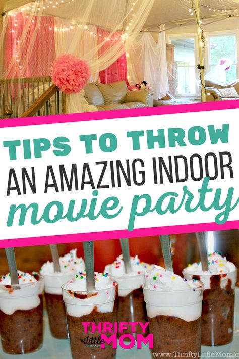 Indoor Movie Party, Kids Movie Party, Teen Movie Night, Movie Theatre Birthday Party, Indoor Movie Night, Movie Theater Party, Birthday Movie Night, Birthday Party Food Ideas, Diy Movie Night