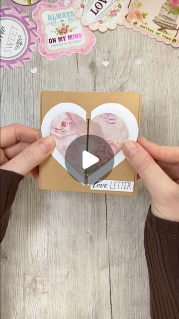 Handmade Heart Cards, How To Make A Heart Letter, Heart Card Ideas, Katharina Tarta Crafts, Heart Box Ideas, How To Make A Card, I Love You Cards, Cute Cards To Make, Heart Cards Diy