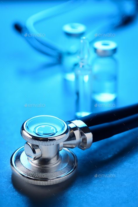 Doctors Stethoscope, Blue Table, Medical, Blue