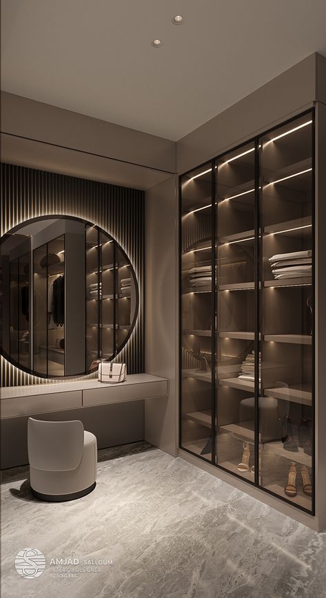 DESIGN LUXURY VILLA :: Behance Walking Closet, Dream Closet Design, Closet Design Layout, تصميم داخلي فاخر, Bedroom Interior Design Luxury, Luxury Closets Design, Modern Closet, Modern Luxury Bedroom, تصميم للمنزل العصري