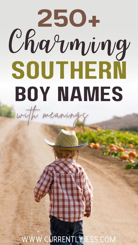 Southern baby names for boys pin image. Sweet Baby Boy Names, Southern Baby Boy Names, Country Baby Boy Names, Southern Boy Names, Classic Boy Names, Preppy Names, Country Boy Names, Popular Boy Names, Southern Names