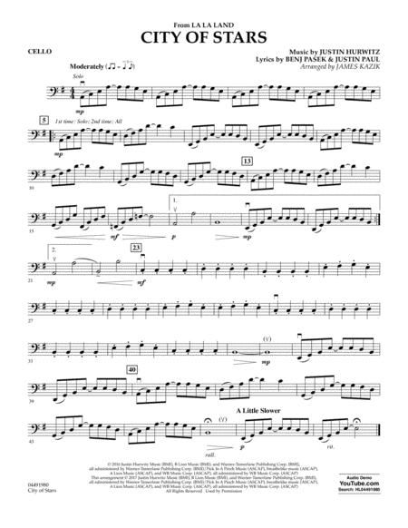 City Of Stars (from La La Land) - Cello By Justin Paul Justin Hurwitz - Digital Sheet Music For Orchestra (Download & Print HX.381848 From Hal Leonard - Digital Sheet Music At Sheet Music Plus) Cello Beginner, Cello Teaching, Violin Notes, Trombone Sheet Music, City Of Stars, Cello Sheet Music, Online Music Lessons, Cello Music, Flute Sheet Music