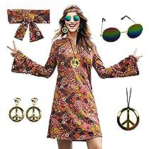 Hippies, Bohemian Chic Dresses, Festival Mode, Moda Hippie, Hippie Top, Peace Sign Necklace, Hippie Dress, 70s Outfits, 70s Hippie