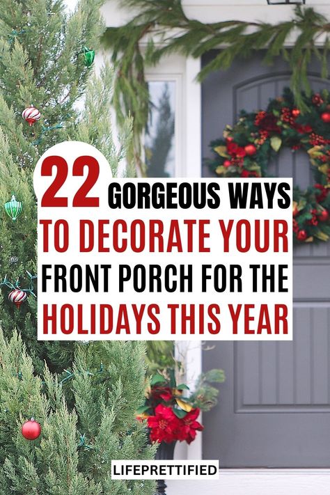 Christmas porch decorating ideas, outdoor Christmas decor ideas, Christmas porch decor, Christmas porch ideas, porch Christmas decorations, front door Christmas decorations, Christmas front porch decor, Christmas porch signs Christmas Front Porch Garland Ideas, Outdoor Christmas Tree Ideas Porches, Christmas Outdoor Railing Decor, Front Porch Holiday Decorating Ideas, Small Porch Christmas Decorating Ideas, Uncovered Front Porch Christmas Decor, Outdoor Entryway Christmas Decor, Christmas Decor Front Porch Ideas, Christmas Decor Front Door Entrance