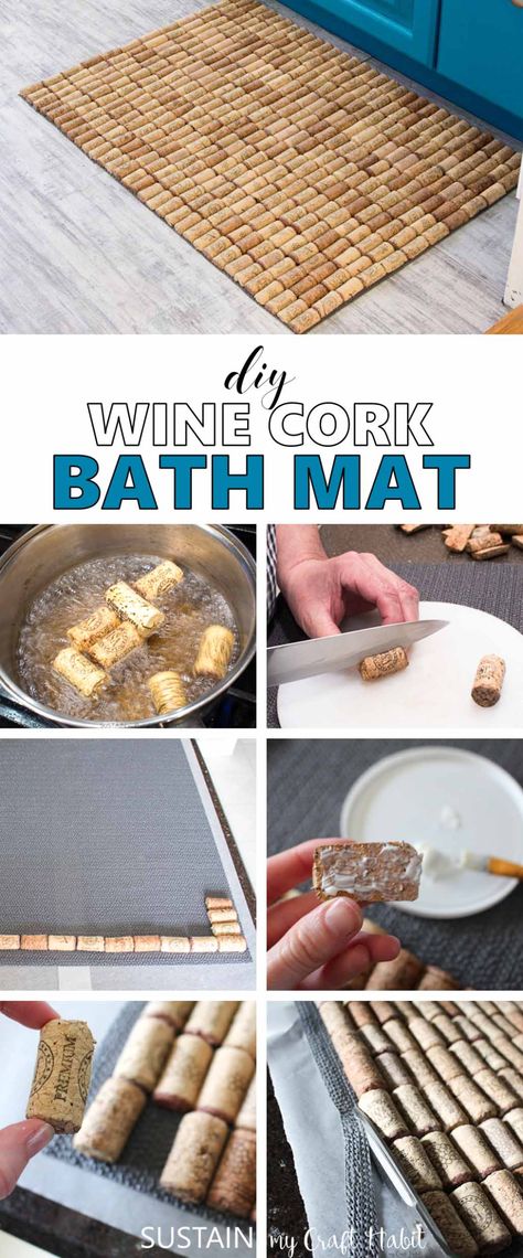 Floor Mat Diy, Cork Bath Mat, Upcycle Diy Projects, Diy Cork, Cork Crafts Diy, Wine Cork Projects, Wine Cork Diy Crafts, Wine Cork Diy, Wine Cork Art