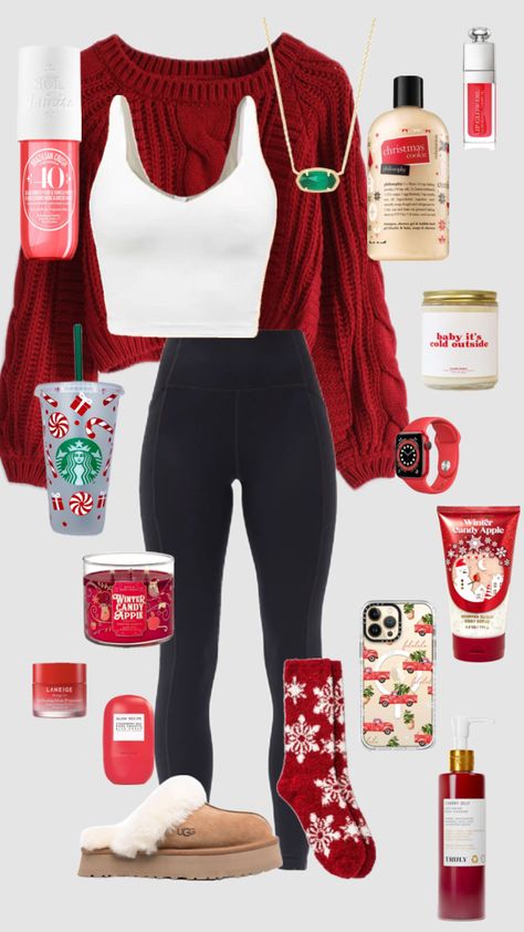 126 days till Christmas!! Preppy Christmas Outfit, Christmas Outfit Inspiration, Outfits Leggins, Xmas Outfits, Cute Christmas Outfits, Preppy Christmas, Casual Preppy Outfits, Cute Lazy Day Outfits, Trendy Outfits For Teens