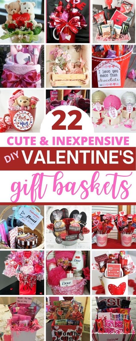 Diy Valentine's Gift Baskets, Diy Valentine's Gifts, Teen Valentine Gifts, Valentines Gift For Boyfriend Baskets, Cadeau St Valentin, Valentines Day Baskets, Valentine Gift Baskets, Valentine Baskets, Valentine Bouquet